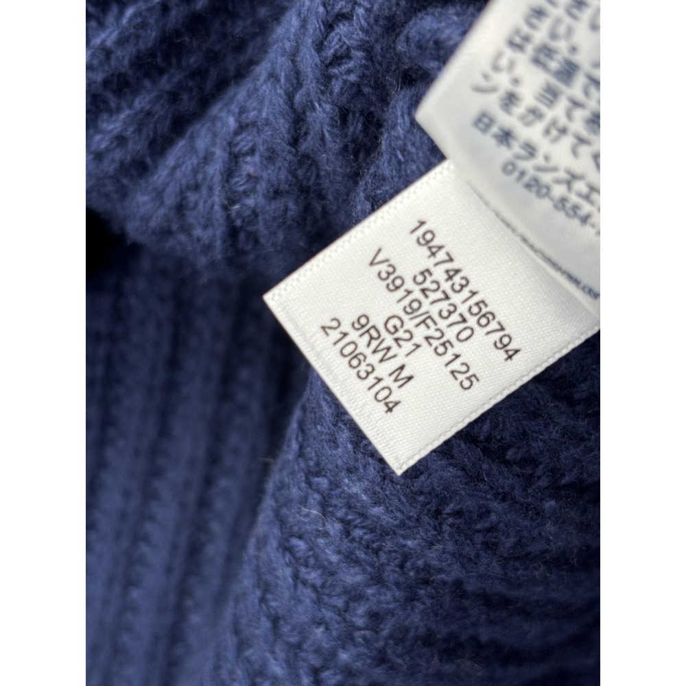 Lands' End Sweater Womens M Blue White Star Graphic Knit Pullover Winter Warm - Picture 5 of 15